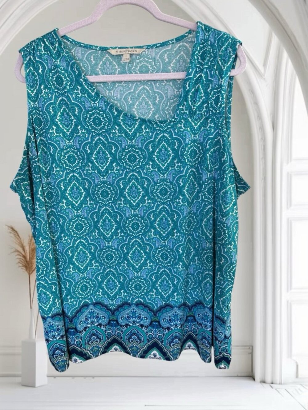 41 Hawthorn Asymmetrical Neckline Multicolor Sleeveless Top-Size 3X